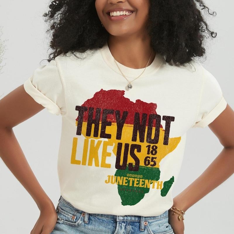 Retro Africa Map They Not Like Us Unisex Tee, Juneteenth 1865 Shirt, Black History Month Gift, African American Pride, Free-ish Since 1865 Shirt