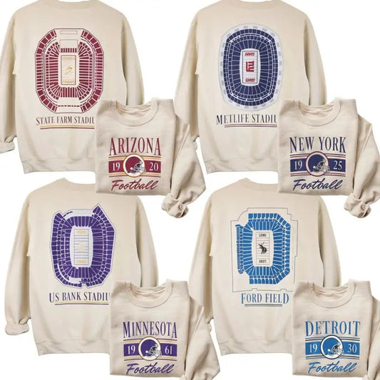Retro All Team Football 2 Sided Sand Sweatshirt, Football Thowback Vintage All Teams For Fans Sweatshirt, Unisex Vintage...