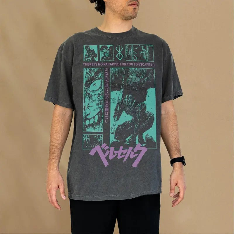 Retro Anime Graphic T-Shirt, Unisex Vintage 90s Manga TV Show Series Tee, Grunge Streetwear Style Anime Shirt will Make You go berserk