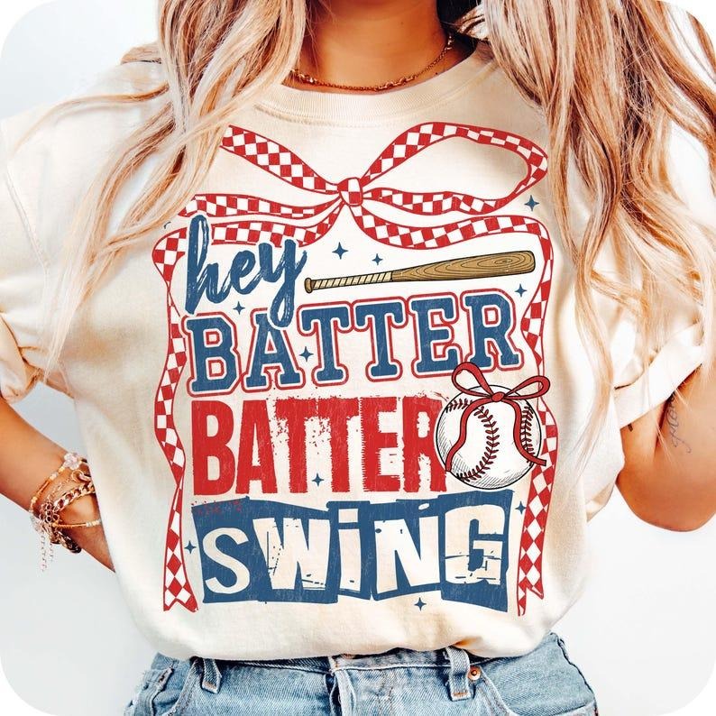 Retro Baseball Batter Batter Swing Tshirt, Checkered Baseball Coquette Shirt, Game Day Baseball Coquette T-Shirt,...