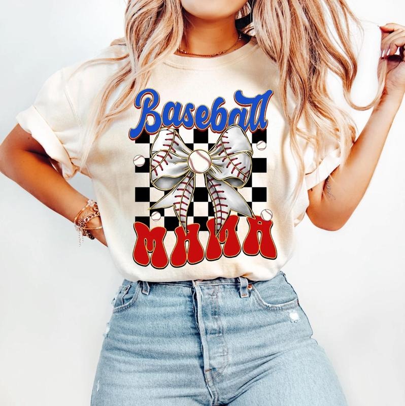 Retro Baseball Bundle T-Shirt, Baseball Mama T-Shirt, Baseball T-Shirt, Baseball Coquette T-Shirt, Game Day Baseball Bow...
