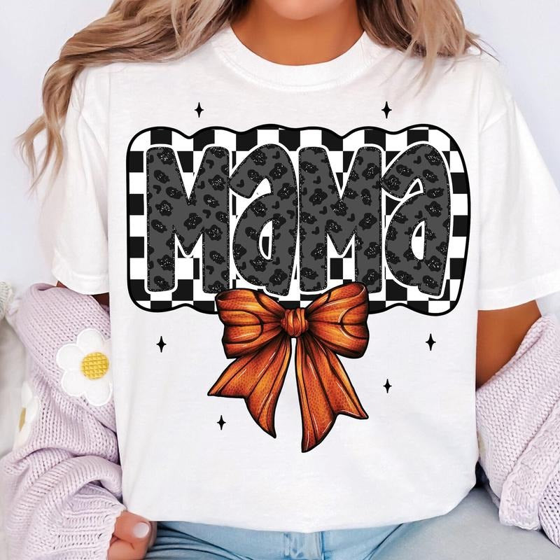 Retro Basketball Mama Coquette T-Shirt, Basketball Mama Shirt, Basketball Bow T-Shirt Hoodie, Sweatshirt | InkThreadWorks.com