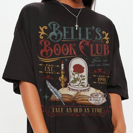 Retro Belle's Book Club Shirt, Tale As Old As Time Beauty And The Beast Shirt, Vintage Belle Princess Shirt, Book Lover...