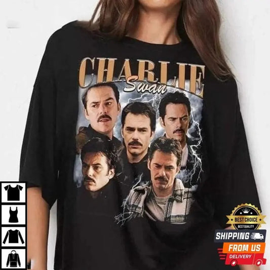 Retro Charlie Swan Graphic Shirt, Charlie Swan Homage Graphic Unisex Tshirt, Bootleg Retro 90's Twilight Fans Gift, Twilight Shirt Comfort Cotton Fit Top