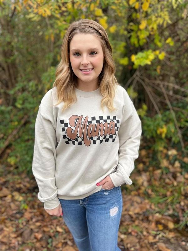 Retro Checkered Mama Sweashirt T-Shirts, Hoodie, Sweatshirt | InkThreadWorks.com