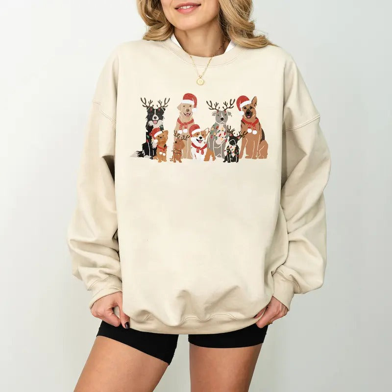 Retro Christmas Dog Sweatshirt, Dog Owner Christmas Gift, Dog Christmas Shirt, Gift for Dogg Lover, Xmas Tee Hoodie