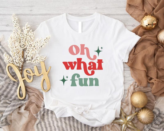 Retro Christmas Shirt, Oh What Fun T-Shirt, Woman Xmas Party Gift Tee, Vintage Christmas Tee, Winter Holiday Celebration...