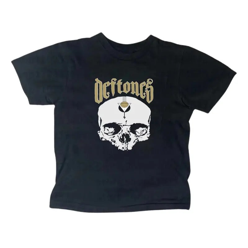 Retro Deftones Skull Baby Tee, Rock Nu Metal Band, Y2k Top Women Streetwear, Gothic Emo Girl Top, Scene Clothing 2000s...