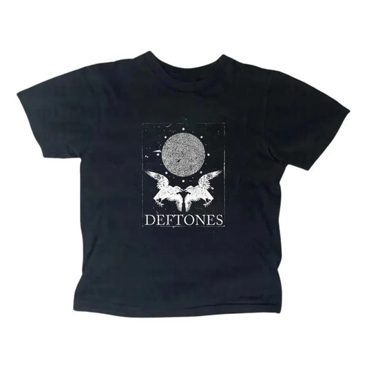 Retro Deftones Skull Heart Baby Tee Y2k Top Women Streetwear Gothic Emo Girl Top Casual Cotton Short Sleeve Hoodie,...