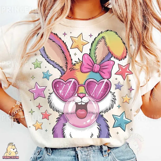 Retro Easter Bunny Coquette Shirt-sweatshirt-hoodie, Coquette Bunny tshirt, Easter Glitter Brushstroke Girl hoodie, Happy...