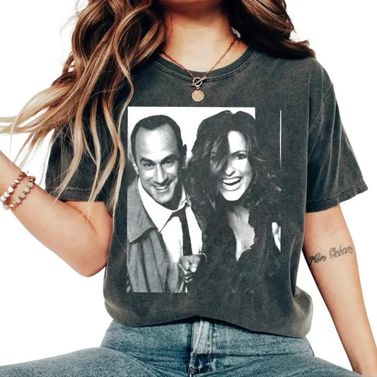 Retro Elliot Benson And Olivia Stabler Shirt, Law And Order Svu Apparel, Featuring Elliot And Olivia Tee Gift For Fans,...