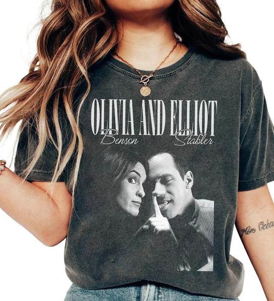 Retro Elliot Stabler And Olivia Benson Shirt, Elliot And Olivia Shirt Law And Order Svu Tee 90s, Graphic Tee 90s Movie Shirt, Unisex T-Shirt, Gifts For Him Her, Short Sleeve Tee Shirt, Gifts For Birthday Fathers Day Christmas