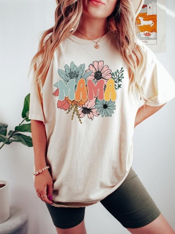 Retro Floral Mama T-shirt, Shirt for Mom for Mother's Day, Mama T-Shirt, Mom Shirt for Mom for Mother's Day, Mama...