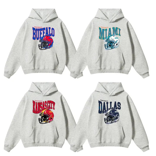 Retro Football All Team Hoodie - Vintage Sportswear Collection T-Shirts, Sweatshirt | InkThreadWorks.com