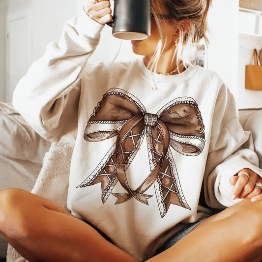 Retro Football Bow sweatshirt, Fall Coquette Bow sweatshirt, Fall Football sweatshirt, Football Sport sweatshirt, Football Mom ,Game Day Sublimation, sweatshirt trend 2025, sweatshirt hot trending tiktok