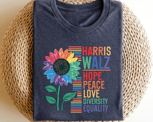 Retro Funny Kamala Harris Tim Walz 2024 Unity Over Division Democrat Harris Election 2024 Graphic TShirt for Women, Full Sizes, Full Colors, Unisex Cotton Round Neck Tee for Men and Women