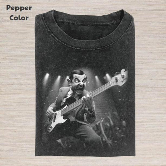 Retro Funny Vintage Graphic Tee, Mr. Bean Guitar T-Shirt, Unisex Meme Cringe Funny Dumb Shirt, Gift For Men Women, Menswear Womenswear Streetwear Cotton Comfort