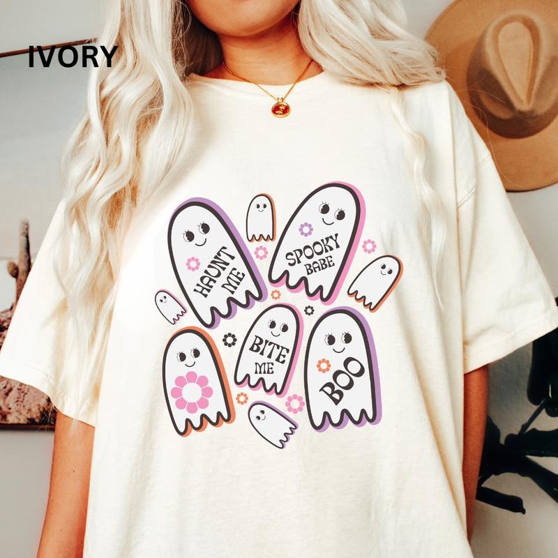 Retro Halloween Graphic Shirt, Haunt Me Retro Ghosts Shirt, Halloween Shirt, Fall shirt, Comfort Colors Halloween Shirt, Casual Shirt Unisex, Halloween Clothing, Graphic Halloween Apparel, Casual Cotton T-shirt, Unisex Halloween