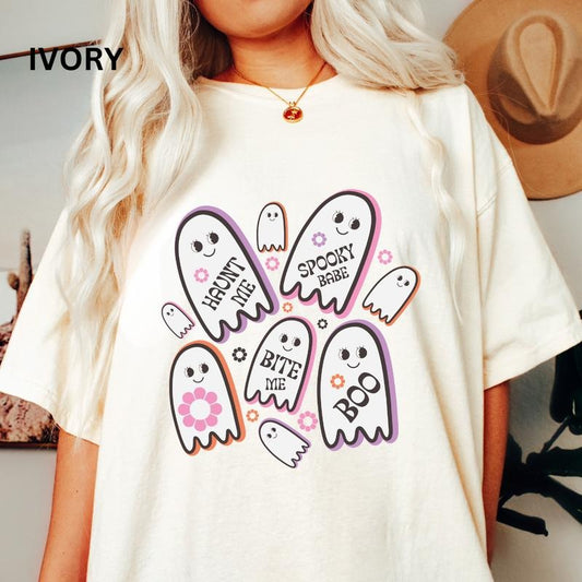 Retro Halloween Graphic Shirt, Haunt Me Retro Ghosts Shirt, Halloween Shirt, Fall shirt, Comfort Colors Halloween Shirt, Casual Shirt Unisex, Halloween Clothing, Graphic Halloween Apparel, Casual Cotton T-shirt, Unisex Halloween