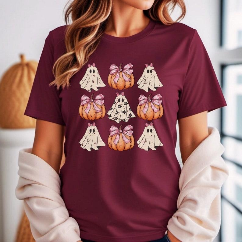 Retro Halloween Shirt, Coquette Halloween Shirt, Hallowen Pumpkin Shirt, Pink Pumpkin Shirt, Pumpkin Coquette Bow Shirt,...