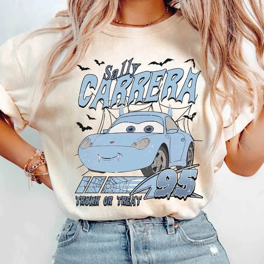 Retro Halloween Shirt, Halloween Car Shirt, Sally Carrera Car Shirt, Halloween Family Trip Shirt, Trick Or Treat Shirt,...