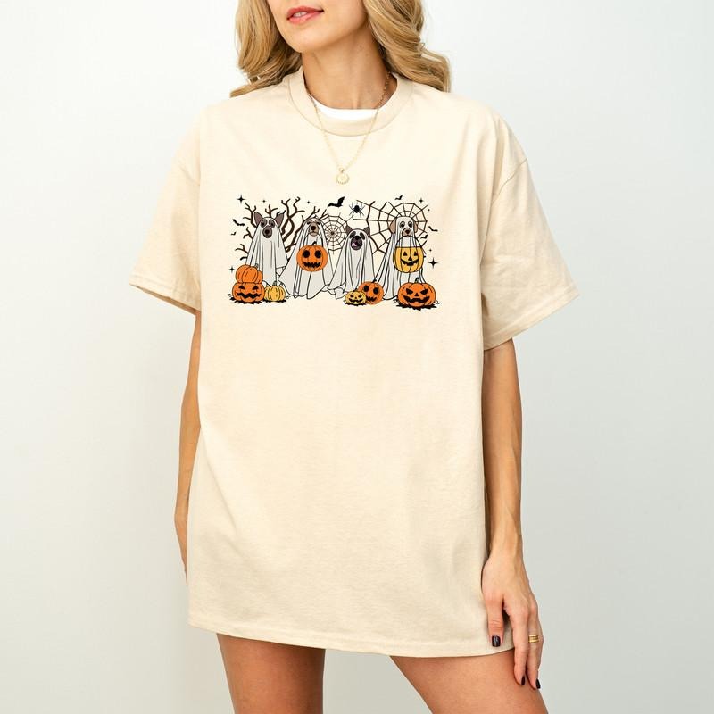 Retro Halloween T-Shirt, Halloween Sublimation Design, Halloween Dog T-Shirt, Ghost Dog T-Shirt, Fall Sublimation,...
