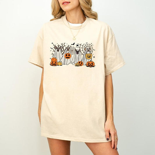 Retro Halloween T-Shirt, Halloween Sublimation Design, Halloween Dog T-Shirt, Ghost Dog T-Shirt, Fall Sublimation,...