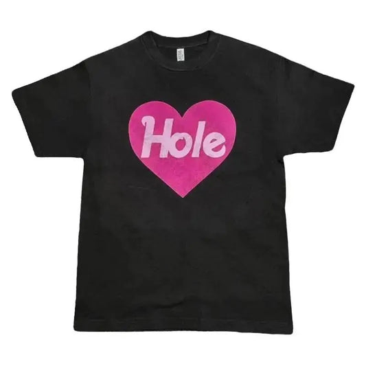 Retro Hole Baby Tee 90s Vintage Clothes for Women Women's Baby Tee Emo Anime Girl Woman T-shirts Female Clothing 2000s Clothes Y2k Top Kawaii Goth