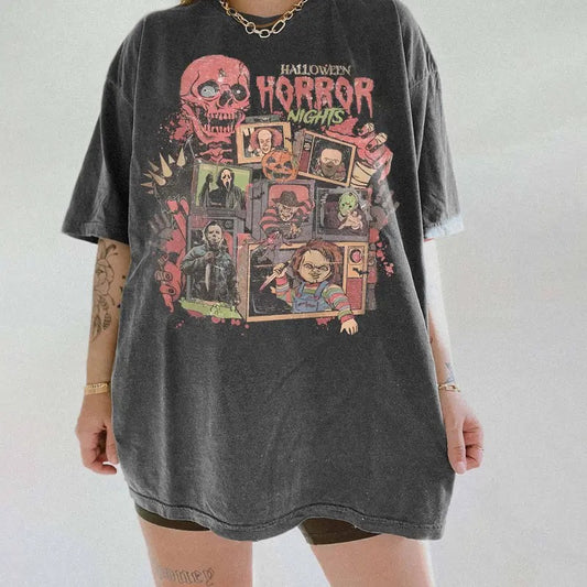 Retro Horror Night Shirt, Halloween Shirt, Vintage 90s Halloween Movies, Halloween Sweatshirt, Horror Movies Characters Shirt