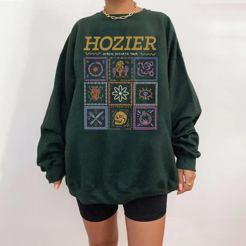 Retro Hozier 90s T-Shirt, Unreal Unearth Tour Sweatshirt, Hozier Album Merch, Dark Academia Tee, 2024 Music Concert, Shirt For Fan