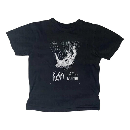 Retro Korn Baby Tee Women's Streetwear Y2k Top Nu Metal Music Shirt Gothic Emo Girl Top Scene Clothing 2000s Summer Casual Short Sleeve Fitted Graphic Cotton