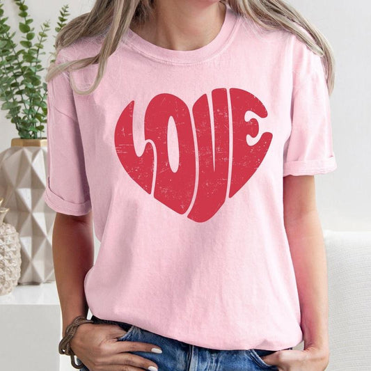 Retro Love Heart, Vintage, Comfort Colors Tshirt, Valentine's Day, Valentine's Day Comfort Colors Tshirt, Women's Graphic Tee, Love, Heart, Cupid