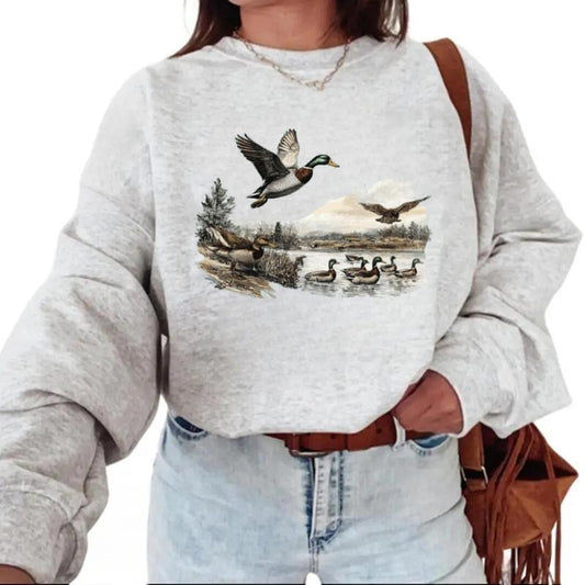 Retro Mallard Ducks Shirt, Ducks Fall Sweatshirt, 90s Waterfowl Duck Hoodie, Vintage Duck Shirt, Hunting Season 2025 Crewneck Cotton Womenswear