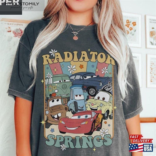 Retro McQueen Cars Shirt, Cars Movie T-Shirt, Lightning McQueen Shirt, Piston Cup Champion Shirt, Lightning McQueen Number Shirt Casual Cotton Crewneck Summer