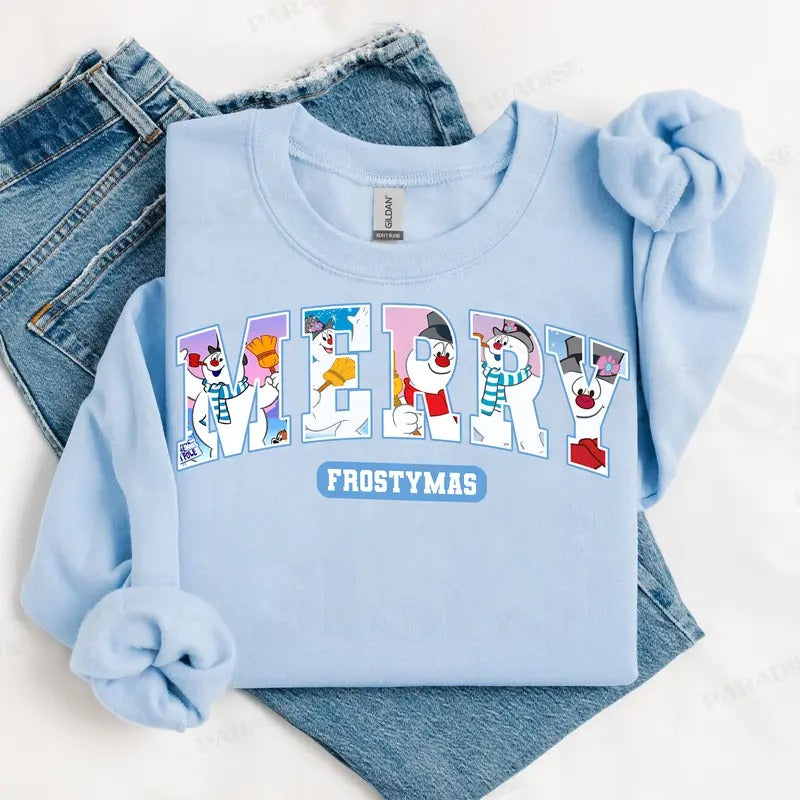 Retro Merrymas Cartoon Sweatshirt, Cute Unisex Retro Xmas Tee - Cotton, Fabric Hoodie | InkThreadWorks.com