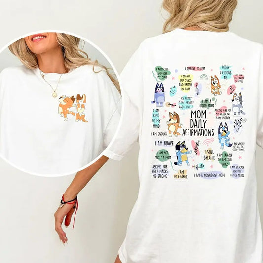 Retro Mum Blueyyy Shirt, Blueyy Mom Life Sweatshirt, Funny Mom T- Shirt, Mother Day BBlueyy Shir, Mom Daily Affirmation...