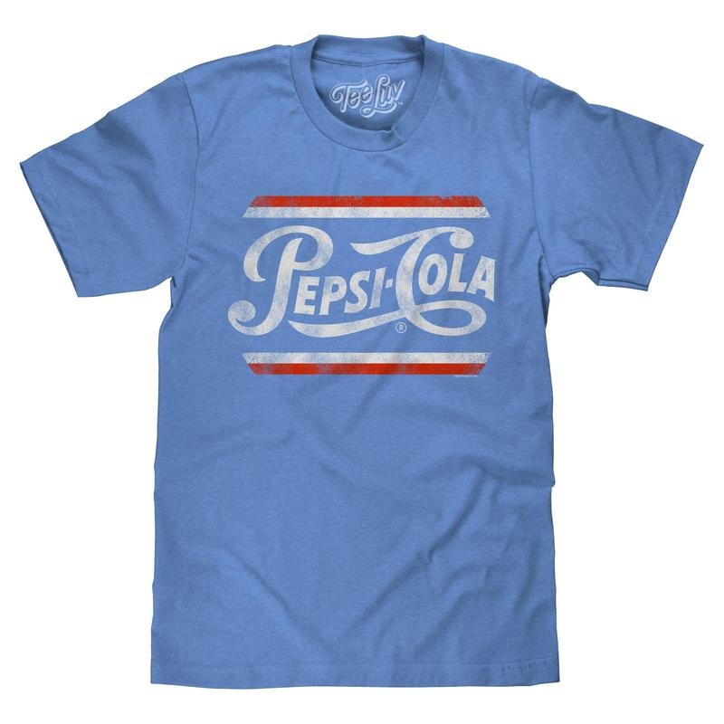 Retro Pepsi Cola Logo T-Shirt - Light Blue Hoodie, Sweatshirt | InkThreadWorks.com