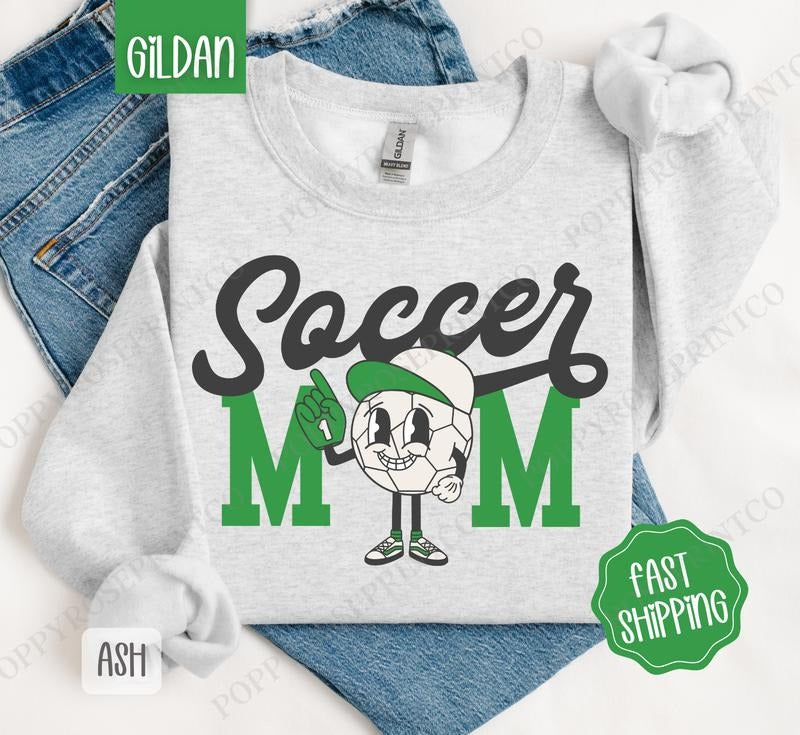 Retro Soccer Mom Sweatshirt, Women's Crewneck, Soccer Mom Women's Sweatshirt T-Shirts, Hoodie | InkThreadWorks.com