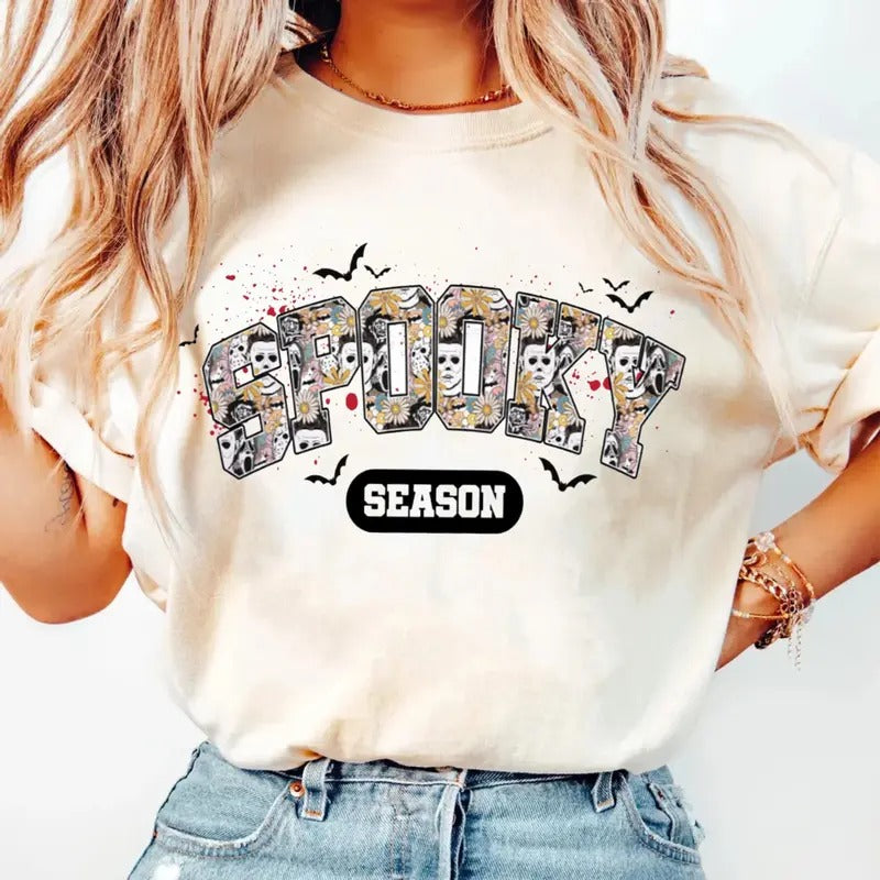 Retro Spooky Season Shirt, Spooky Season Shirt, Halloween Shirt, Ghost Halloween Shirt, Spooky Season Distressed Shirt,...