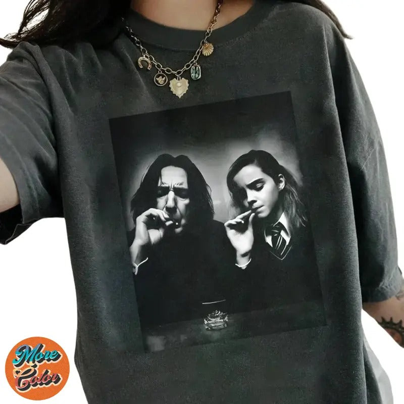 Retro Style Fantasy HP Snape And Hermione Movie Vintage Shirts, Cotton Unisex T-Shirt, Crew Neck, Size S- 3XL, Menswear Top, Womenswear Top Underwear Streetwear