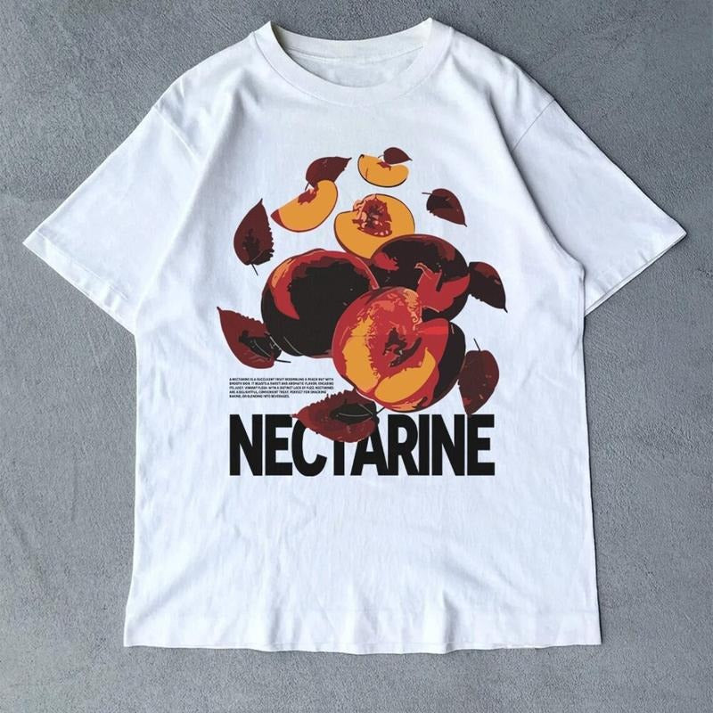 Retro-Style Vintage Unisex T Shirt Hoodie Sweater - Nectarine Graphic Tee - Gift for Men and Women - Streetwear - Cotton - Veggie Shirt - Fruit Lover