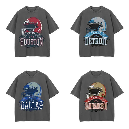 Retro T-Shirt Showcasing All Football Teams - Dark Heather Color Hoodie, Sweatshirt | InkThreadWorks.com