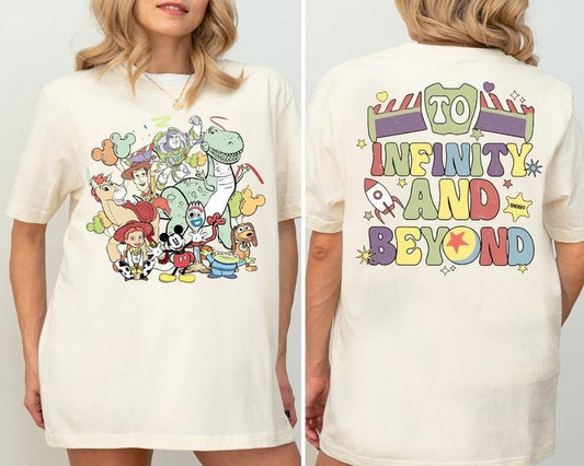 Retro Two Side To Infinity and Beyond Shirt, Vintage Toy Shirt, Toy Land Shirt, Toy Family Shirts Casual Cotton
