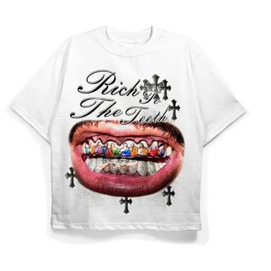 Rich to the Teeth Graphic Tee with Diamond Grill and Religious Art Tshirt, Sweatshirt, Hoodie Size S- 3XL,Gift For Women Top Womenswear Baggy Casual