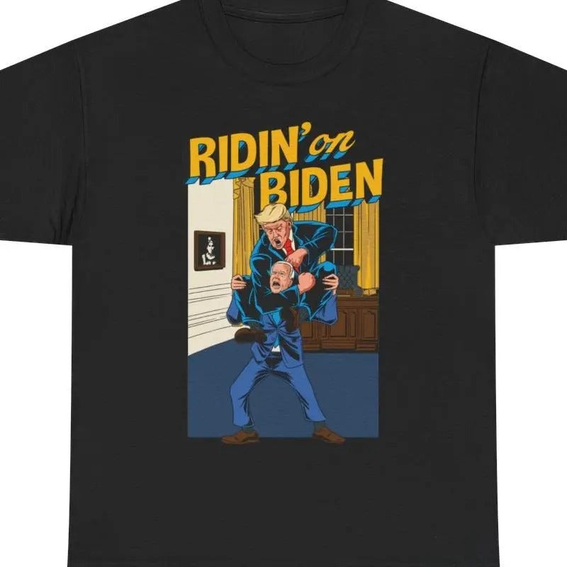 Ridin' on Biden T-Shirt - Men & Women - Funny Viral Political 100% Cotton T-Shirt Hoodie, Sweatshirt | InkThreadWorks.com
