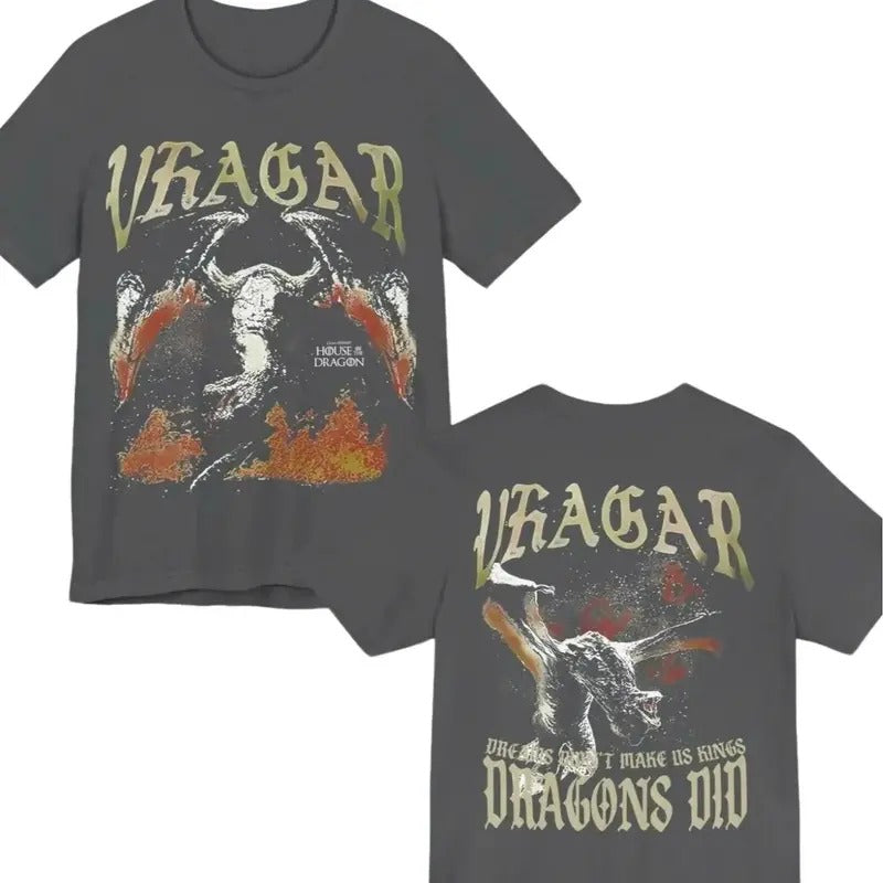 Ripple X G Of Thrones 'House Of The Dragon' Caraxes T-Shirt - Movie T-shirt, Vintage Graphic Tees Menswear Top Shortsleeve Round Neck Underwear Tshirt