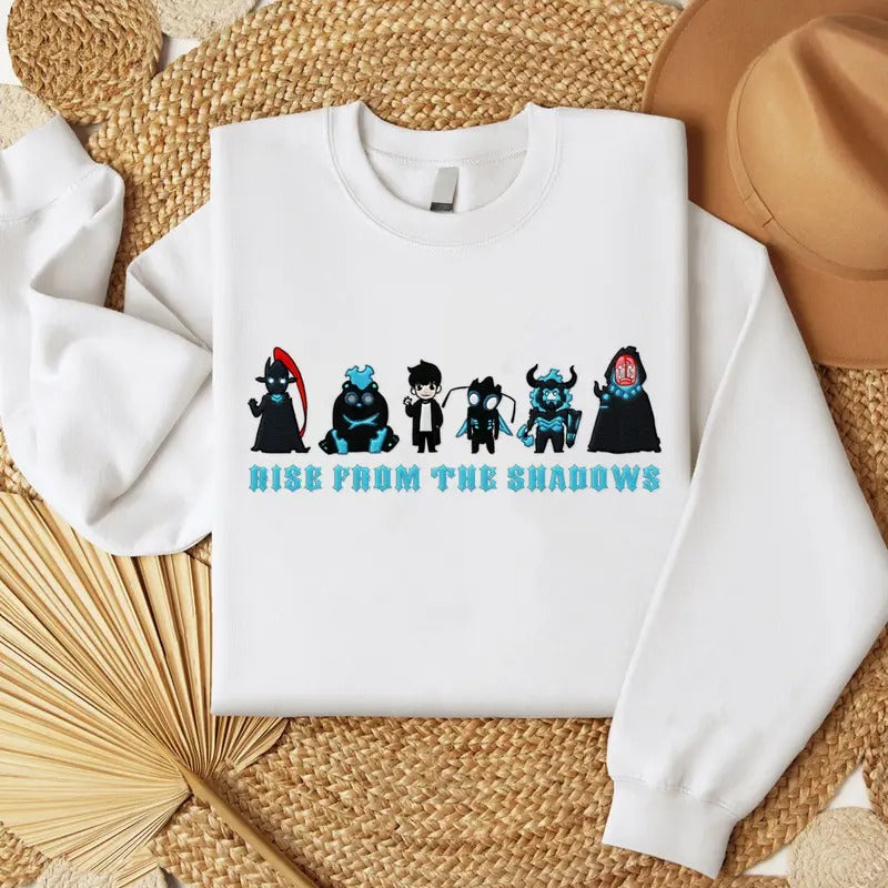 Rise from the Shadows Embroidered Sweatshirt, Solo Leveling Embroidered Shirt, Anime Character Embroidered Shirt