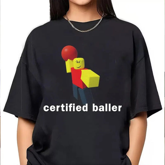 Robloxian Certified Baller, Black Portrait Shirt, shirt trend 2025