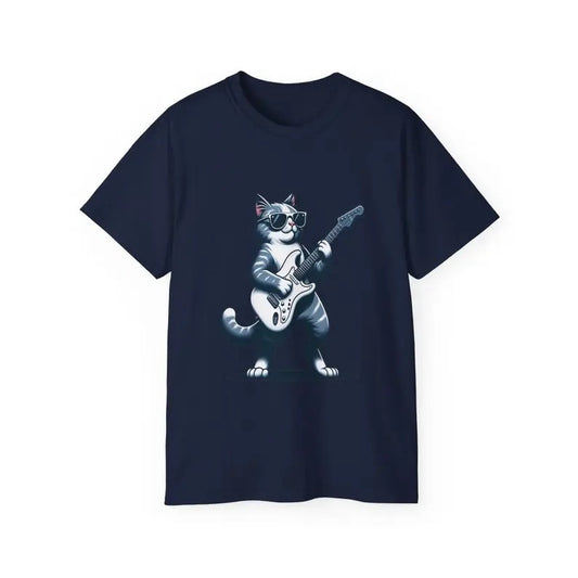 Rock Cat Playing Guitar Vintage T-Shirt, Retro Funny Guitar Cat T-Shirt for Cat & Rock Lovers  Cool Rocker Oversized...