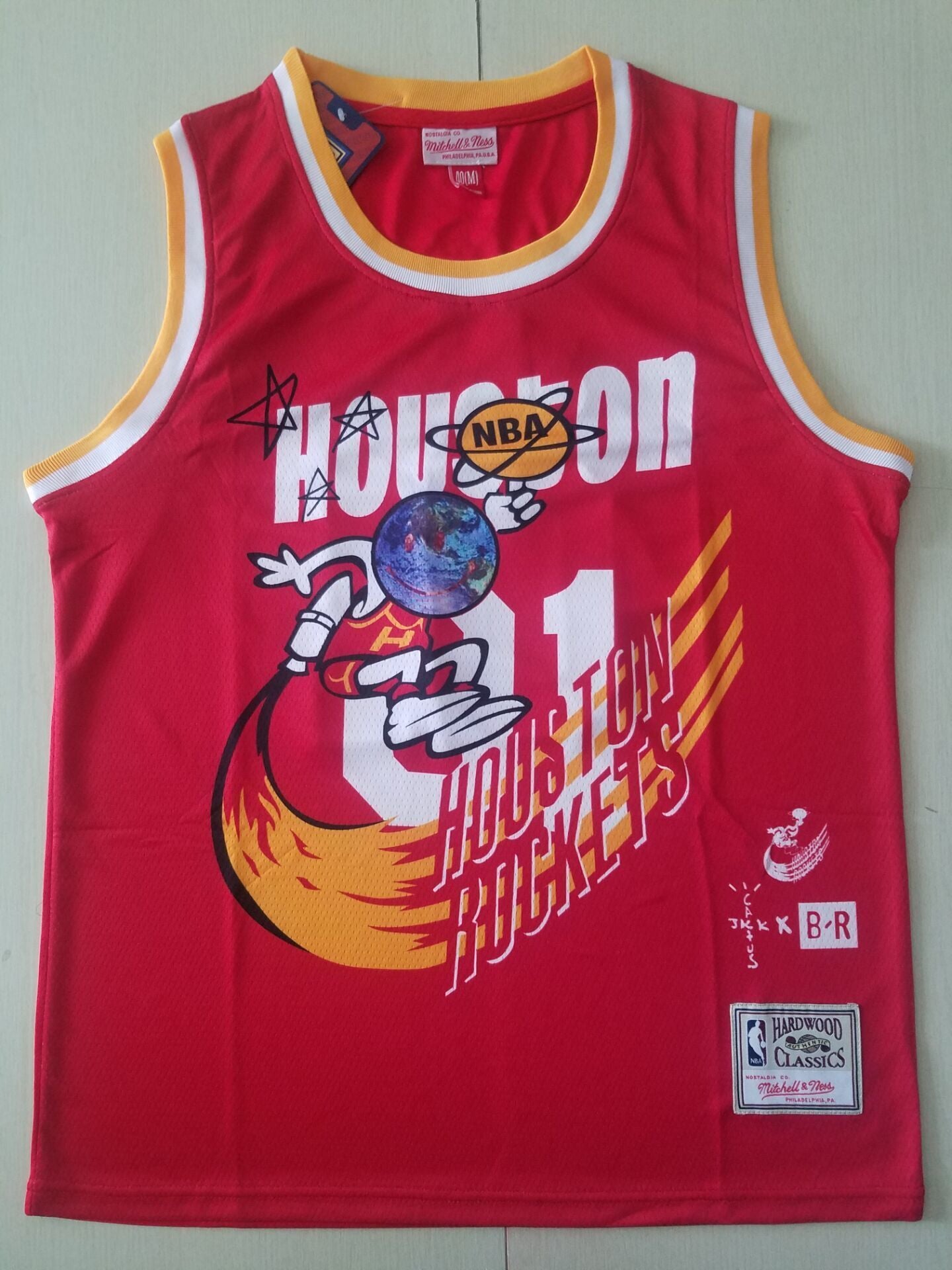 Rockets #01 JACK Travis Scott Mitchell Ness Bleacher Report Rockets Collaboration Jersey Style 2